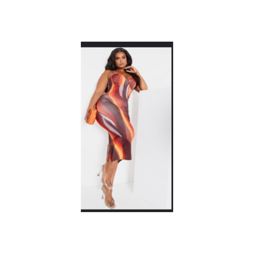 Plus Size Orange Marble Dress: PrettyLittleThing